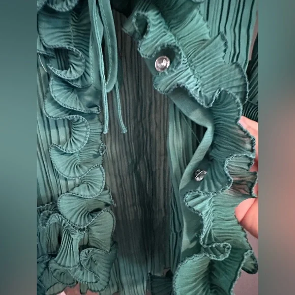 Green Ruffled Blouse - Picture 3 of 5